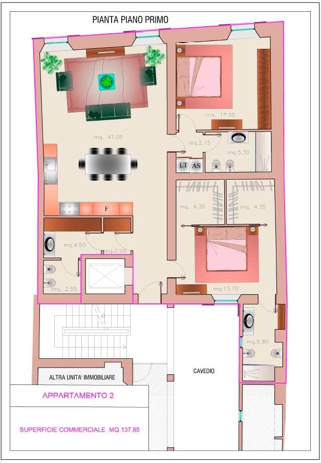 Trilocale Primo piano Via Imbriani 60